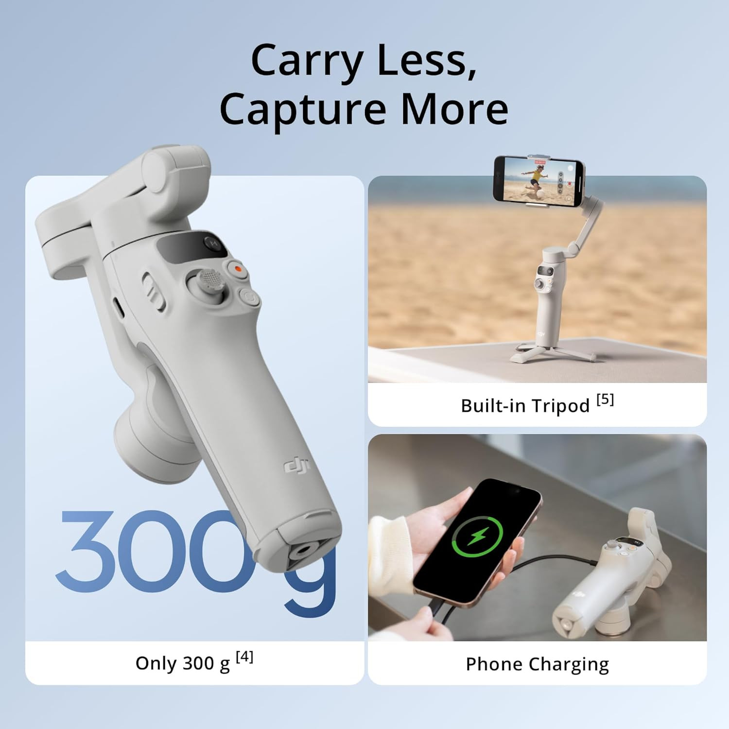 DJI Osmo Mobile 7 Gimbal Stabilizer for iPhone, Android, Built-in Tripod, Ultra-Light, 3-Axis Phone Gimbal,Activetrack 7.0,One-Tap Edit,Phone Charging Vlogging Stabilizer YouTube Video, Gray
